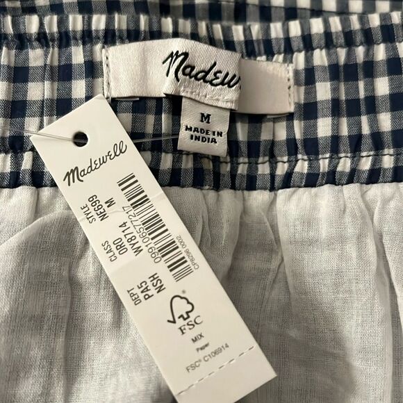 Madewell NWT Blue Gingham Ruffle Hem Skirt - Picture 5 of 7